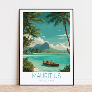 Mauritius Africa Travel Poster, Indian Ocean Wall Art, Mauritius Print, Birthday Gifts, Personalised Travel Poster, Home Decor
