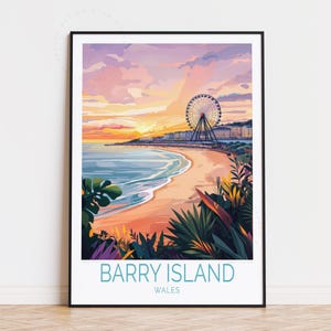 Affiche de voyage Barry Island, art mural pays de Galles, impression Barry Island, décoration d'intérieur, cadeaux d'anniversaire, affiche de voyage personnalisée