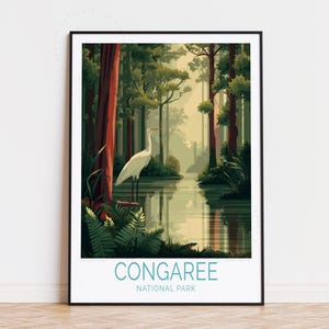 Congaree Nationalpark Reiseplakat, South Carolina Wandkunst, Congaree USA Druck, Wohnkultur, Geburtstagsgeschenke, Kundenspezifisches Reiseplakat