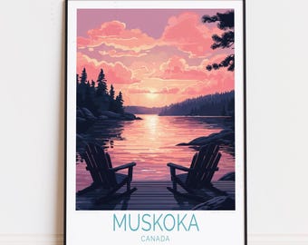 Muskoka Travel Poster, Canada Wall Art, Muskoka Canada Print, Birthday Gifts, Home Decor, Personalised Travel Poster