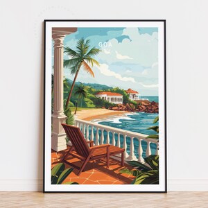 Affiche Goa Inde, art mural Inde, impression Goa Inde, cadeau de mariage, affiche de voyage minimaliste, décoration d'intérieur, cadeaux d'anniversaire
