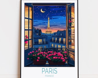 Paris Travel Poster, France Wall Art, Paris France Print, Birthday Gifts, Eiffel Tower Print, Personalised Travel Poster, Home Decor