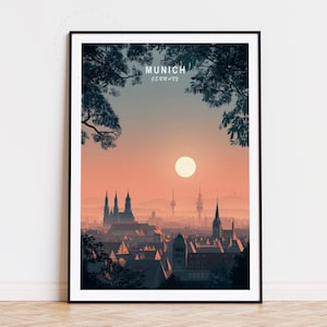 Munich Germany Travel Poster, Germany Wall Art, Munich Print, Home Decor, Birthday Gifts, Minimalist Cityscape, Personalised Travel Poster