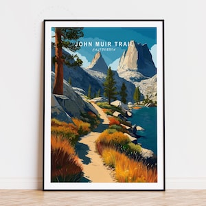 John Muir Trail California Travel Poster, California Wall Art, John Muir Trail Print, Minimalist Travel Poster, Birthday Gifts, Home Decor