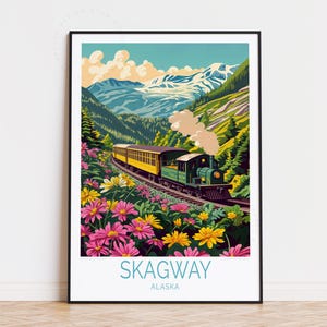 Poster di viaggio di Skagway, Alaska Wall Art, Skagway Print, regali di compleanno, poster di viaggio personalizzato, arredamento per la casa