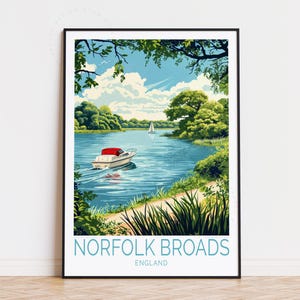 Norfolk Brads Reiseplakat, England, Wandkunst, Norfolk Breits Nationalpark, Geburtstagsgeschenk, Jubiläumsgeschenke, Wohnkultur