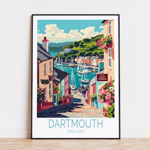 Dartmouth England Travel Poster, England Wall Art, Dartmouth Devon Print, Personalised Travel Poster, Birthday Gifts, Home Decor