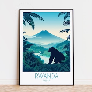 Ruanda Reise Poster, Afrika Wand Kunst, Ruanda Afrika Druck, Geburtstagsgeschenk, Wohnkultur, individuelles Reise Poster, Hochzeitsgeschenke