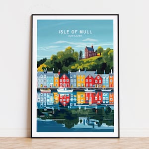 Isle of Mull Travel Poster, Scotland Wall Art, Isle of Mull Scotland Print, Home Decor, Minimalist Cityscape, Birthday Gifts
