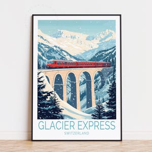 Poster de voyage Glacier Express, art mural Suisse, impression Glacier Express, décoration d'intérieur, cadeaux d'anniversaire, poster de voyage personnalisé