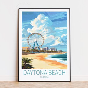 Daytona Beach Florida Travel Poster, Florida Wall Art, Daytona Beach Print, Home Decor, Birthday Gifts, Personalised Travel Poster