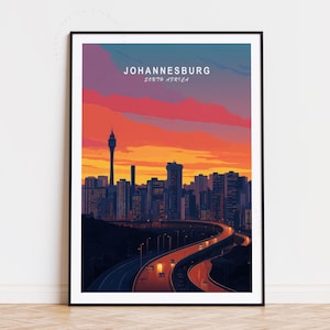 Johannesburg Reise Poster, Südafrika Wandkunst, Johannesburg Südafrika Druck, Geburtstagsgeschenke, Wohnkultur, minimalistische Stadtansicht