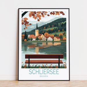 Schliersee Bayern Reise Poster, Deutschland Wandkunst, Schliersee See Druck, Wohnkultur, Geburtstagsgeschenk, Kundenspezifisches Reiseplakat