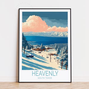 Heavenly California Travel Poster, South Tahoe Wall Art, Heavenly Ski Resort Print, Home Decor, Birthday Gifts, Personalised Travel Poster