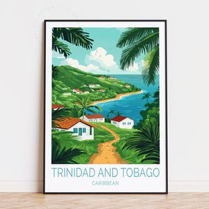 Affiche de voyage Trinité-et-Tobago, art mural des Caraïbes, impression Trinité-et-Tobago, décoration d'intérieur, cadeaux d'anniversaire, affiche de voyage personnalisée
