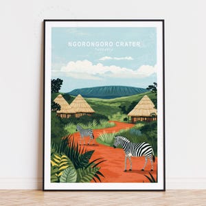 Ngorongoro Crater Travel Poster, Tanzania Wall Art, Ngorongoro Crater Tanzania Print, Birthday Gifts, Custom Travel Poster, Home Decor