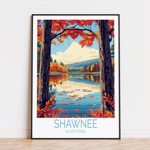 Póster de viaje del Parque Estatal Shawnee, arte mural de Pensilvania, impresión del Parque Estatal Shawnee, decoración del hogar, póster de viaje personalizado, regalos de cumpleaños