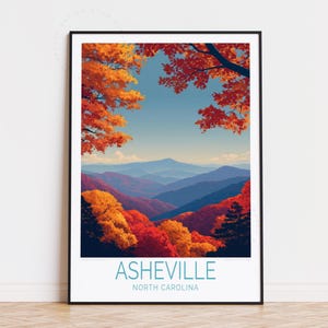 Asheville North Carolina Travel Poster, North Carolina Wall Art, Asheville Print, Home Decor, Birthday Gifts, Personalised Travel Poster
