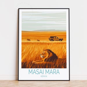 Masai Mara Kenya Travel Poster, Kenya Wall Art, Masai Mara National Reserve Print, Home Decor, Birthday Gifts, Wedding Present