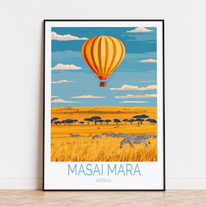 Póster de viaje de la Reserva Nacional de Masai Mara, arte mural de Kenia, impresión de Masai Mara, Kenia, regalos de cumpleaños, decoración de viaje para el hogar