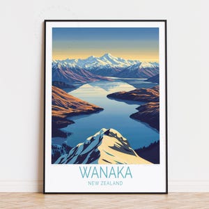 Wanaka New Zealand Travel Poster, New Zealand Wall Art, Wanaka Print, Birthday Present, Personalised Gifts, Travel Home Decor