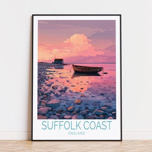 Suffolk Coastal England Travel Poster, England Wall Art, Suffolk Coastal Print, Birthday Gifts, Home Decor, Custom Travel Poster