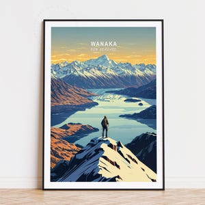 Póster de viaje de Wanaka, Nueva Zelanda, arte mural de Nueva Zelanda, impresión de Wanaka, regalos de cumpleaños, póster de viaje personalizado, decoración del hogar