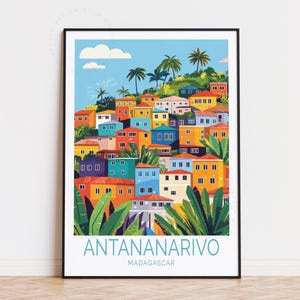 Poster de voyage Antananarivo Madagascar, art mural Madagascar, impression Antananarivo, cadeau d'anniversaire, cadeaux de pendaison de crémaillère