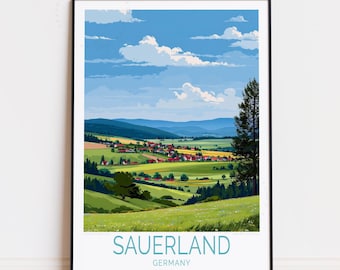 Sauerland Germany Travel Poster, Germany Wall Art, Sauerland Eslohe Print, Birthday Gifts, Home Decor, Custom Travel Poster