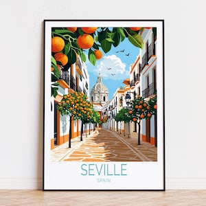 Seville Travel Poster, Spain Wall Art, Seville Spain Print, Personalised Travel Poster, Travel Home Decor, Birthday Gifts