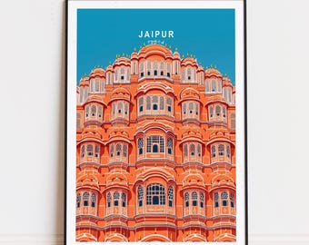 Jaipur Travel Poster, India Wall Art, Jaipur India Print, Housewarming Gifts, Birthday Present, Minimalist Travel Poster