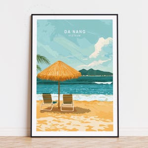 Póster de viaje de Da Nang, arte mural de Vietnam, impresión de Da Nang, Vietnam, decoración del hogar, regalos de cumpleaños, póster de viaje minimalista