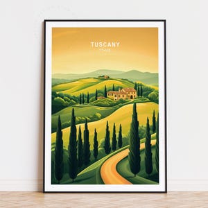 Poster de voyage en Toscane, art mural Italie, impression Florence Toscane, décoration de voyage, cadeau d'anniversaire, poster de voyage personnalisé