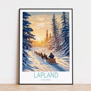 Lappland Reiseplakat, Finnland Wandkunst, Lappland Druck, personalisiertes Reiseplakat, Geburtstagsgeschenk, Housewarming Geschenke