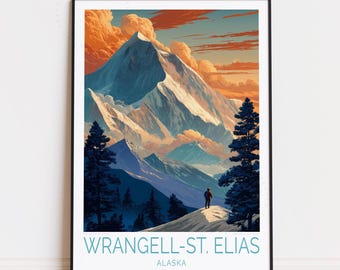 Wrangell St Elias Alaska National Park Poster, Alaska Wandkunst, Reisedruck, Malerische Naturdekorkunstwerk, personalisiertes Reiseplakat