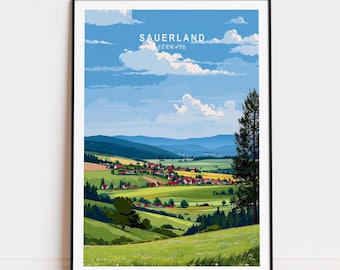 Sauerland Germany Travel Poster, Germany Wall Art, Sauerland Eslohe Print, Birthday Gifts, Home Decor, Minimalist Travel Poster