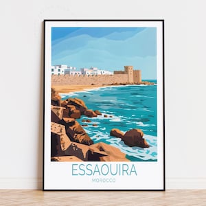 Essaouira Reiseplakat, Marokko Wandkunst, Essaouira Marokko Druck, Geburtstagsgeschenk, personalisiertes Reiseplakat, Housewarming Geschenke