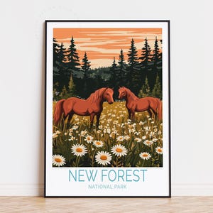 New Forest England Reise Poster, England Wandkunst, New Forest Pferde Druck, Wohnkultur, Geburtstagsgeschenke, Minimalistische Stadtansicht