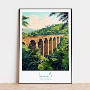 Póster de viaje de Ella, Sri Lanka, arte mural de Sri Lanka, impresión de Ella, decoración del hogar, regalos de cumpleaños, póster de viaje personalizado