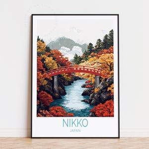 Affiche de voyage Nikko, art mural Japon, impression Nikko Japon, décoration murale Nikko, cadeau d'anniversaire, décoration d'intérieur, affiche de voyage personnalisée