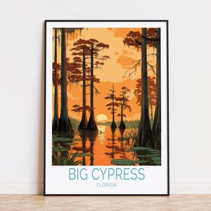 Poster di viaggio Big Cypress Florida, arte murale della Florida, stampa Big Cypress, arredamento per la casa, regali di compleanno, poster di viaggio personalizzato