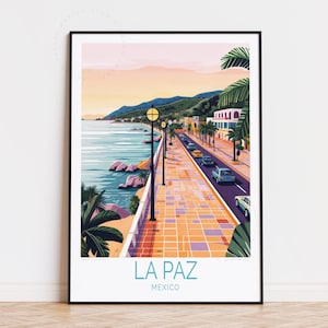 Cartaz de viagem de La Paz, México, arte de parede do México, impressão de La Paz Baja California, presente de aniversário, decoração para casa, cartaz de viagem personalizado