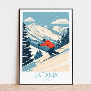 Stampa di viaggio La Tania Francia, arte murale Francia, poster della stazione sciistica La Tania, arredamento per la casa, regali di compleanno, poster di viaggio personalizzato