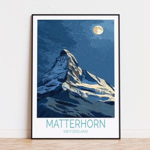 Matterhorn Travel Poster, Switzerland Wall Art, Matterhorn Switzerland Print, Home Decor, Birthday Gifts, Custom Travel Poster