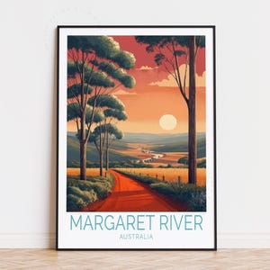 Poster di viaggio di Margaret River, arte murale australiana, stampa di Margaret River, Australia, arredamento per la casa, regalo di compleanno, regali personalizzati