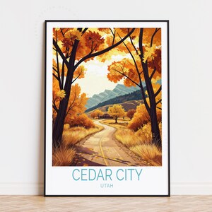 Affiche de voyage Cedar City, Utah, art mural Utah, impression Cedar City, cadeaux d'anniversaire, affiche de voyage personnalisée, décoration d'intérieur