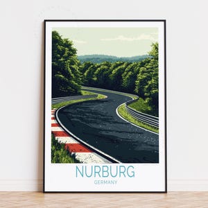 Poster turistico di Nürburg, arte murale in Germania, stampa di Nürburg, Germania, poster del circuito automobilistico, regalo di compleanno, arredamento da viaggio per la casa