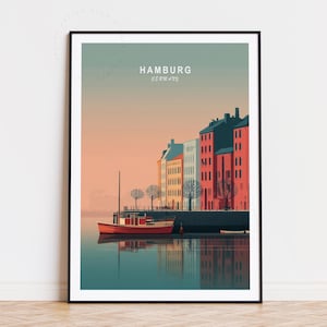 Hamburg Germany Travel Poster, Germany Wall Art, Hamburg Print, Birthday Gifts, Home Decor, Wedding Present, Minimalist Travel Poster