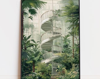 Kew Gardens London-olieverfposter | Botanische kunst aan de muur | Reisdecoratie tuin
