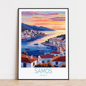 Samos Travel Poster, Greece Wall Art, Samos Greece Print, Birthday Present, Housewarming Gifts, Custom Travel Poster